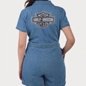 Harley-Davidson Blue Women’s Denim Jumpsuit Size Large